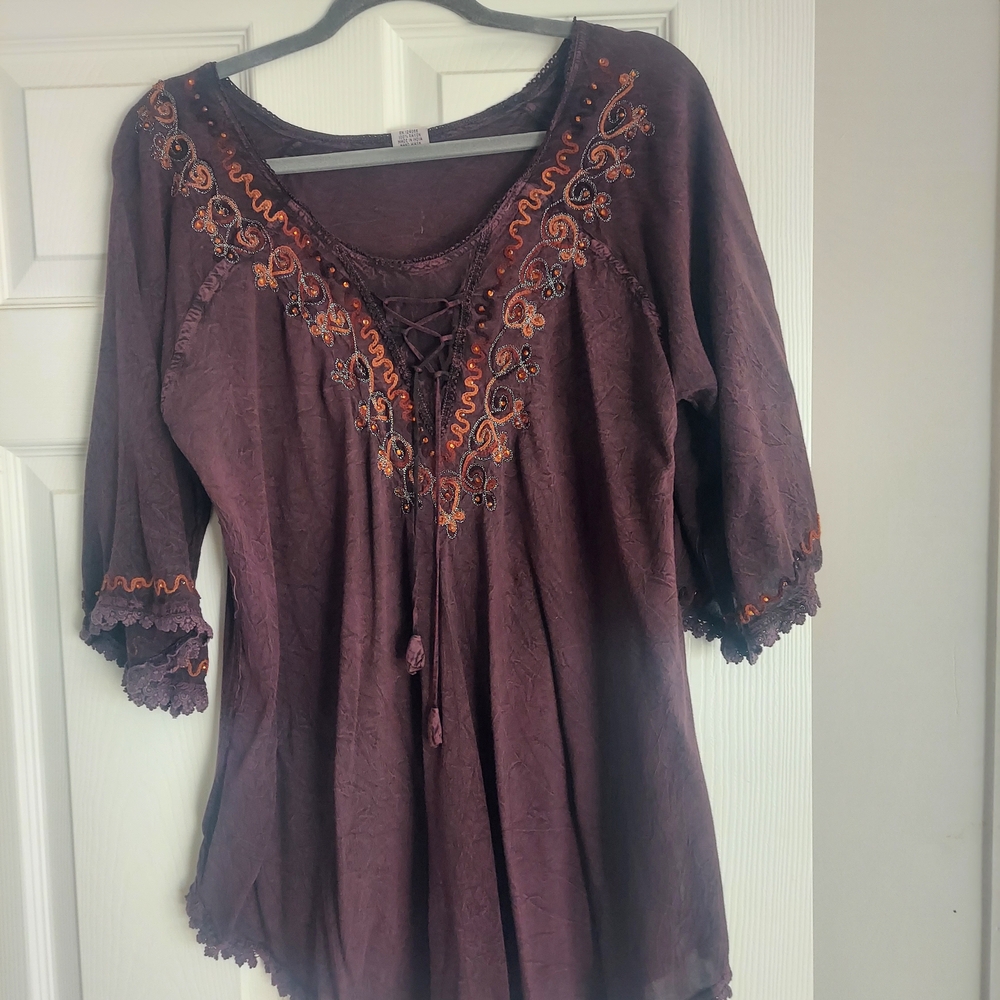 Shoreline Purple Blouse Elegant Top